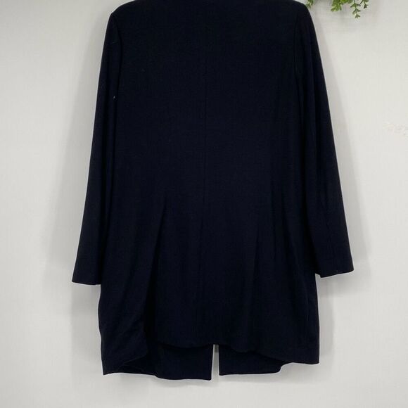 Chico's Women's Long Sleeve Rayon Blend Snap Down Long Coat Jacket Black Size 8 - Picture 2 of 14